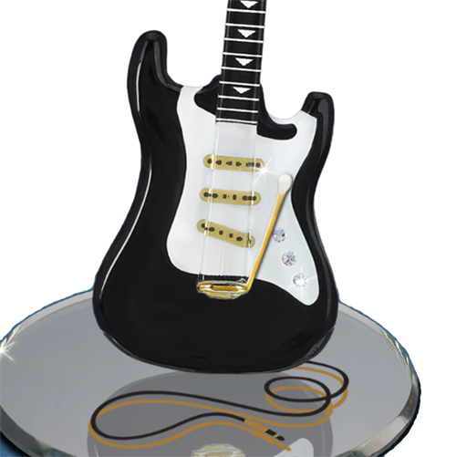 Vintage Black Guitar, Handcrafted Guitar Figurine, Christmas Gift, Gift for Music Lover, Home Decoration, Handmade Figurine