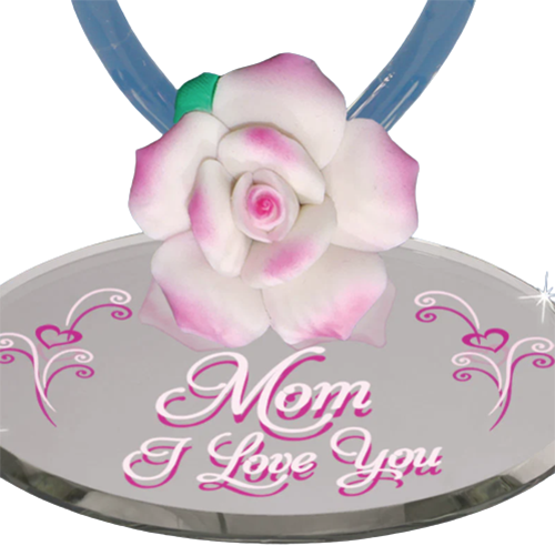 Butterfly "Mom I Love You" Glass Figurine with Heart and Crystal