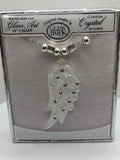 Silver Angel Wing Necklace with Crystals on 18" Chain