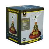 U.S. Army Veteran Glass Helicopter Figurine – Handcrafted Military Gift with 22K Gold Accents