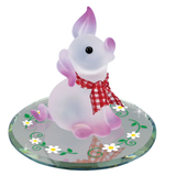Pretty Pink Pig Figurine Handcrafted Glass Farm Animal Collectible with Crystals