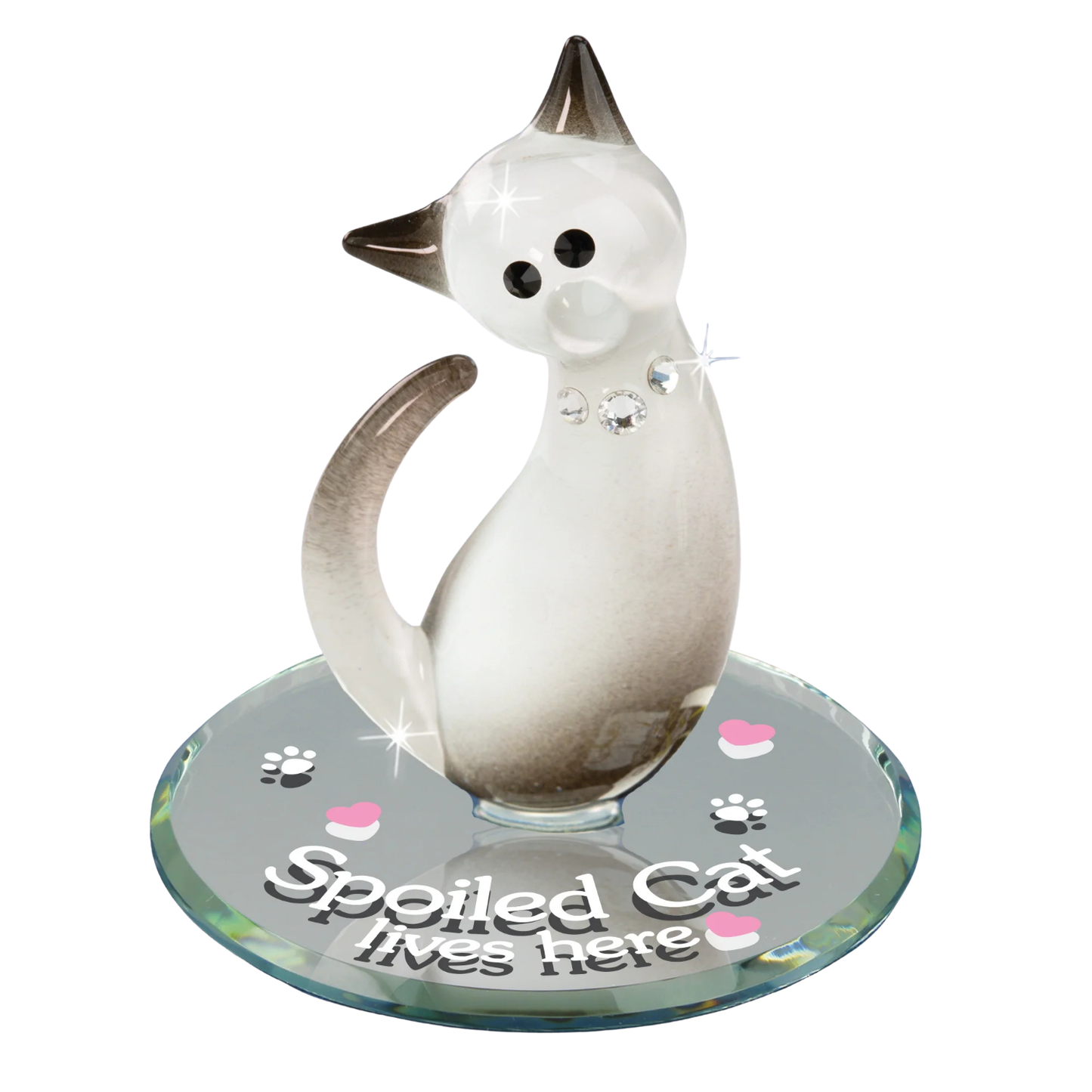 Siamese Cat Figurine, Spoiled Cat Gift, Handcrafted Glass Cat Collectible, Cat Lover Gift, Pet Memorial Décor