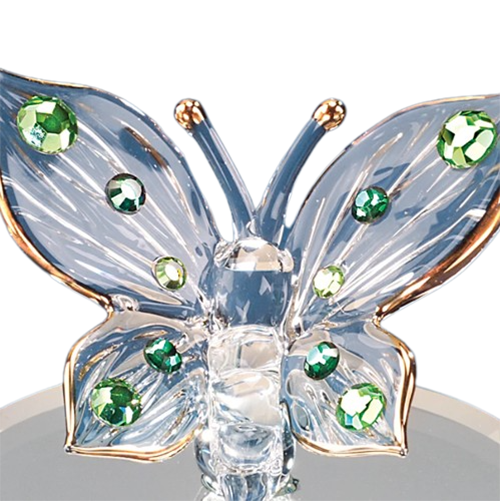 Glass Baron Butterfly with Green Crystals Collectible Figurine