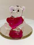Get Well Soon Bear Figurine | Handcrafted Glass Bear with Pink Heart