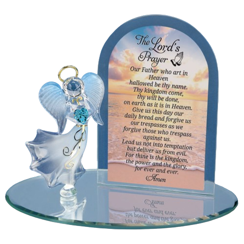 Blue Angel Figurine, Glass Angel Prayer, Handcrafted Glass Figurine, Angel Statue, Christmas Gift, Home Decor