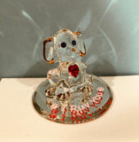 Dog “I Ruv You” Figurine | Handcrafted Glass Art with Crystal Heart and Gold Accents