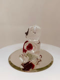 Love Bandit Bear Figurine, Handcrafted Glass Bear with Red Heart