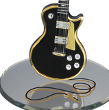 Classic Black Glass Guitar Figurine with Gold and Crystal Accents