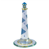 Glass Lighthouse Figurine with Mirror Base | Coastal Decor | Nautical Gift