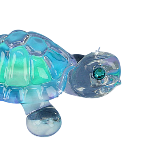 Glass Baron Blue Turtle Figurine Accented with Crystals Accents