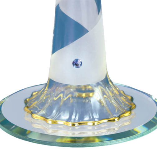 Glass Lighthouse Figurine with Mirror Base | Coastal Decor | Nautical Gift