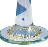 Glass Lighthouse Figurine with Mirror Base | Coastal Decor | Nautical Gift