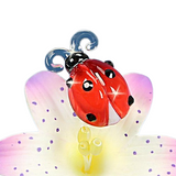 LilyBug Ladybug Glass Figurine on Flower with Crystals