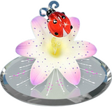 LilyBug Ladybug Glass Figurine on Flower with Crystals