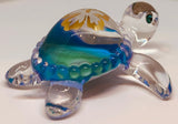 Baby Aloha Sea Turtle Figurine with Crystal Accents Handcrafted Glass Collectible