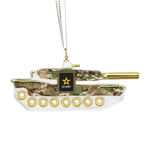 Military Glass Ornament, Army Tank Ornament, Handcrafted Veteran Gift, Christmas Gift for Army Soldier, Holiday Home Decor