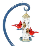 Handcrafted Glass Cardinal Bird Feeder Figurine with Crystals