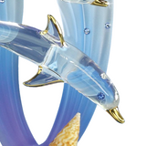 Double Dolphins Figurine Handcrafted Glass Ocean Decor