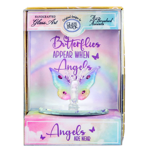 Glass Butterfly with “Angels Are Near” Keepsake Box Gift Display
