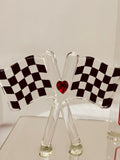 Checkered Flag Heart Race Decor | You Make My Heart Race Figurine | Car Lover Gift