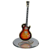 Glass Tobacco Burst Guitar Figurine Large Handcrafted Music Decor