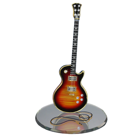 Glass Tobacco Burst Guitar Figurine Large Handcrafted Music Decor