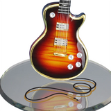 Classic Tobacco Burst Guitar Figurine Glass Music Decor with Gold & Crystal Accents
