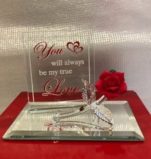 Glass Baron Rose My True Love Figurine with 22kt Gold Accents
