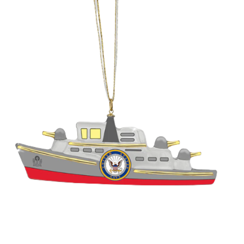 Navy Ship Ornament, Gift for Navy/Sailor Graduation, Glass Handmade Navy SHip, Christmas Ornament, Military Gift