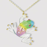 Frog Necklace with Crystals | Handcrafted Glass Pendant on 18" Cord