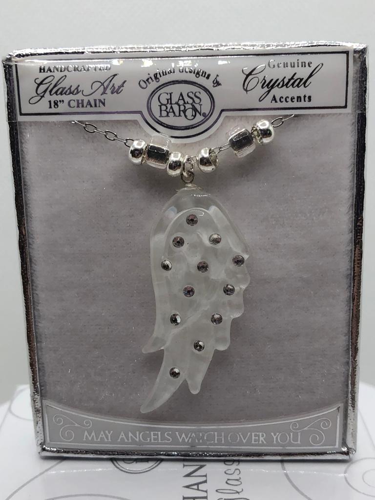 Silver White Angel Wing Necklace