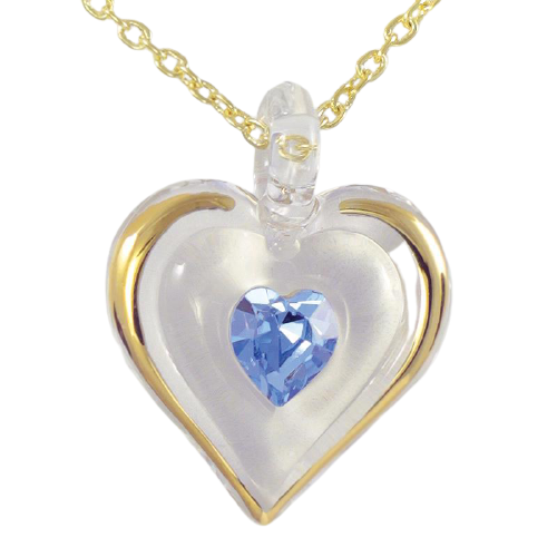 Glass Baron March Birthstone Heart Necklace