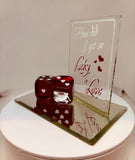 Lucky in Love Glass Dice Figurine Handcrafted Romantic Gift