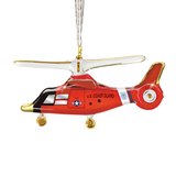 Dolphin Helicopter Ornament Coast Guard Glass Keepsake