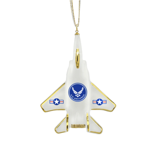 Military Glass Ornament, Air Force Jet Ornament, Handcrafted Veteran Gift, Christmas Gift for Air Force Airman, Holiday Home Decor