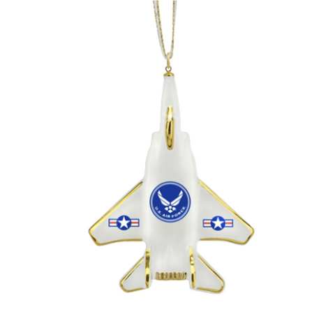 Glass F-15 Jet Ornament Patriotic Holiday Military Decor
