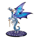 Dragon with Stars Figurine Blue Glass Dragon with Crystals & 22Kt Gold