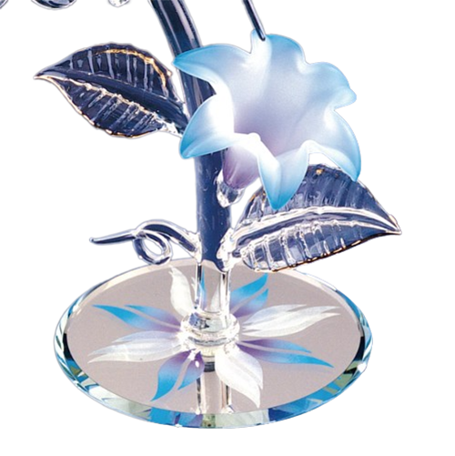 Hummingbird and Blue Lily Glass Handcrafted Collectible Figurine