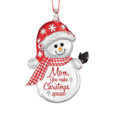 Snowman Mom Christmas Ornament with Crystals Cute Holiday Gift for Mom