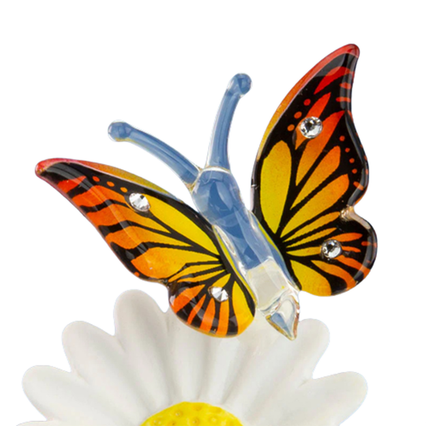 Glass Baron Butterfly and Daisy Collectible Figurine