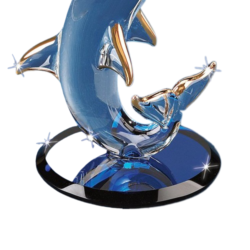 Glass Dolphin Figurine, Dolphin & Crystal Ball, Holiday Gifts for Him/Her, Handmade Figurine, Gifts for Mom, Art Decor