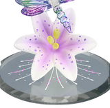 Glass Dragonfly Figurine, Dragonfly and Lavender Lily, Handcrafted Home Décor, Gift Ideas
