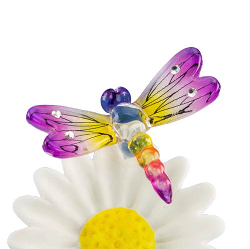 Glass Dragonfly Collectible Figurine Accented with Genuine Crystals