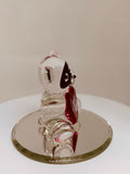 Love Bandit Bear Figurine, Handcrafted Glass Bear with Red Heart