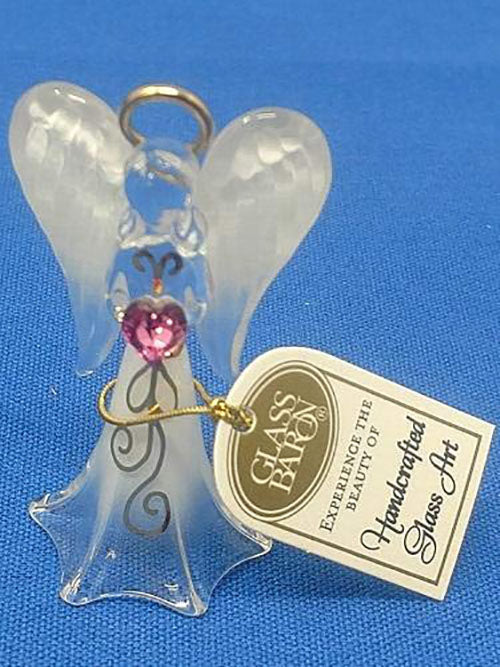 Glass Angel Figurine White Angelique Accented w/ Genuine Crystals