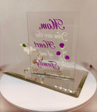 Mom You Are the Heart of Our Family Figurine, Handcrafted Glass Rose Gift for Mom