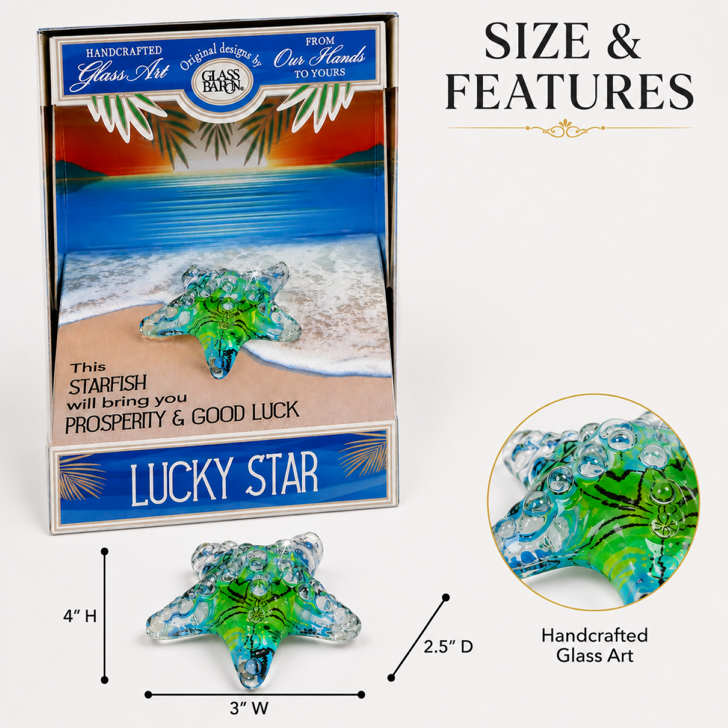 Starfish Keepsake Box, Glass Starfish Figurine, Beach Collectible, Coastal Home Décor, Ocean Gift