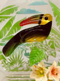 Toucan Glass Figurine | Handcrafted Bird Art with Crystals and Jungle Theme