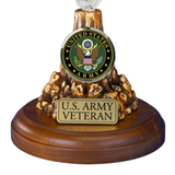 U.S. Army Veteran Glass Helicopter Figurine – Handcrafted Military Gift with 22K Gold Accents