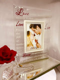Love is Beautiful Picture Frame | Handcrafted Glass Frame with Rose Design